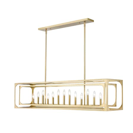 Z-Lite Easton Linear Chandelier, 13-Light, 13 In.W x 54 In.L x 13 In.H, Rubbed Brass/Rubbed Brass 3038-13L-RB
